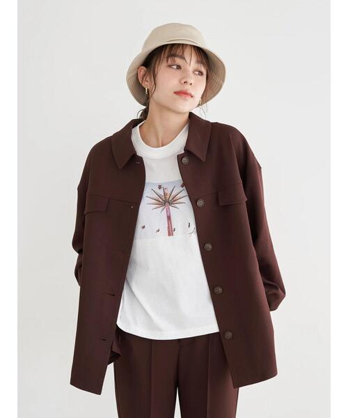 earth music&ecology（アースミュージックアンドエコロジー）の「CPOジャケット ＊（ブルゾン・レディース・ライトベージュ/ブラウン/ライトパープル・FREE）」の6枚目の写真