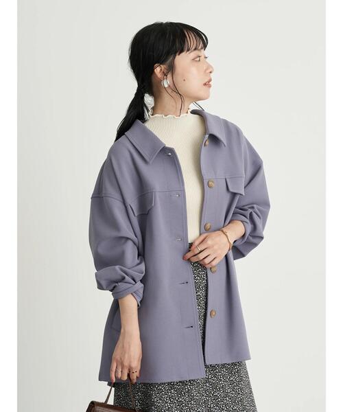 earth music&ecology（アースミュージックアンドエコロジー）の「CPOジャケット ＊（ブルゾン・レディース・ライトベージュ/ブラウン/ライトパープル・FREE）」の5枚目の写真