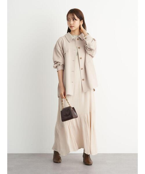 earth music&ecology（アースミュージックアンドエコロジー）の「CPOジャケット ＊（ブルゾン・レディース・ライトベージュ/ブラウン/ライトパープル・FREE）」の13枚目の写真