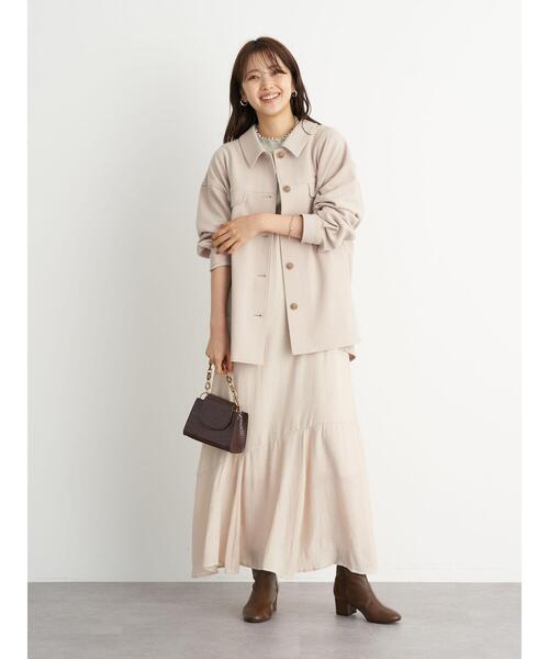 earth music&ecology（アースミュージックアンドエコロジー）の「CPOジャケット ＊（ブルゾン・レディース・ライトベージュ/ブラウン/ライトパープル・FREE）」の9枚目の写真