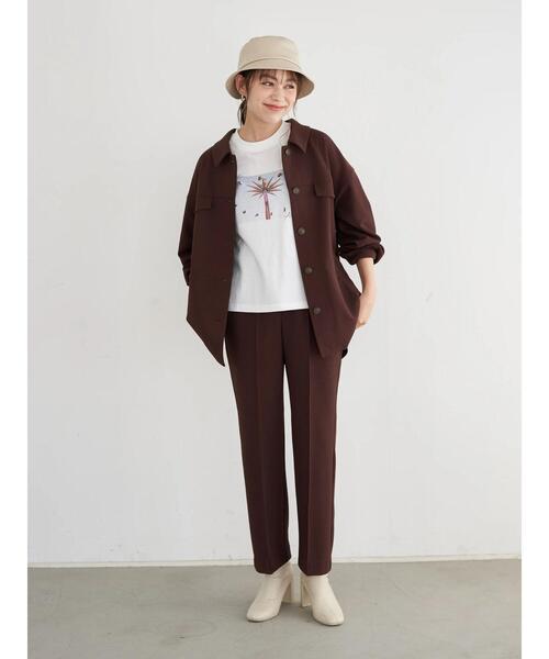 earth music&ecology（アースミュージックアンドエコロジー）の「CPOジャケット ＊（ブルゾン・レディース・ライトベージュ/ブラウン/ライトパープル・FREE）」の11枚目の写真