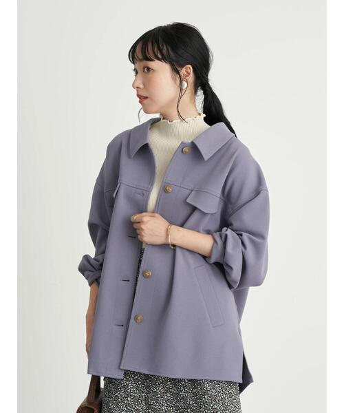 earth music&ecology（アースミュージックアンドエコロジー）の「CPOジャケット ＊（ブルゾン・レディース・ライトベージュ/ブラウン/ライトパープル・FREE）」の7枚目の写真