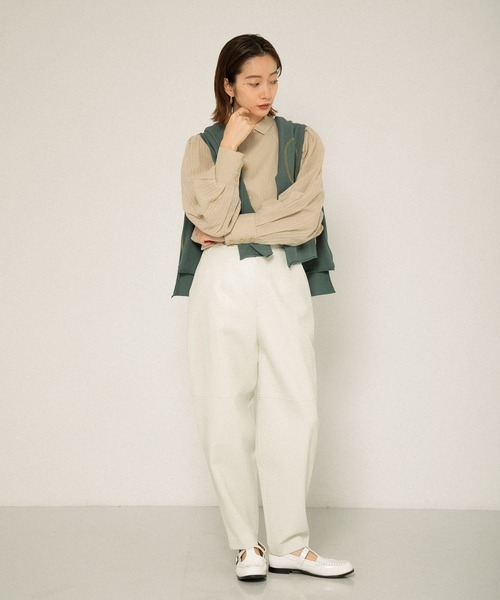 KBF（ケイビーエフ）の「フェイクレザーパンツ（その他パンツ・レディース・ブラック/ライトグレー・ONE）」の6枚目の写真