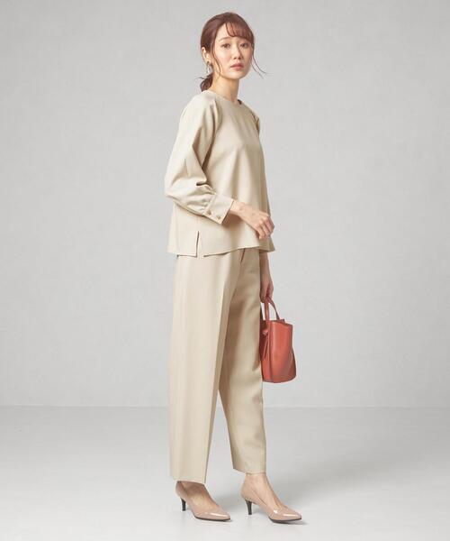 closet story（クローゼットストーリー）の「＜closet story（クローゼットストーリー）＞ダブルクロス タックブラウス -ウォッシャブル-（シャツ/ブラウス・レディース・ベージュ/ネイビー/ナチュラル・FREE）」の6枚目の写真