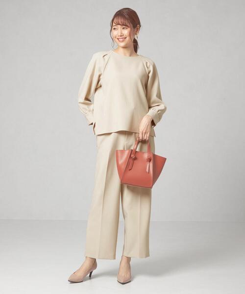 closet story（クローゼットストーリー）の「＜closet story（クローゼットストーリー）＞ダブルクロス タックブラウス -ウォッシャブル-（シャツ/ブラウス・レディース・ベージュ/ネイビー/ナチュラル・FREE）」の12枚目の写真