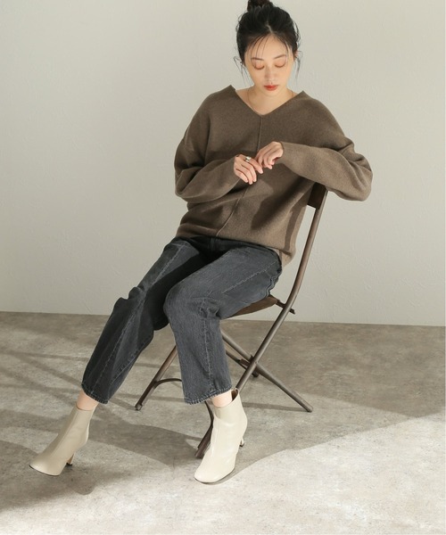 journal standard L'essage（ジャーナルスタンダードレサージュ）の「ウールカシミヤ スムースVネックプルオーバー◆（ニット/セーター・レディース・ブラック/ブラウン/ナチュラル・FREE）」の10枚目の写真