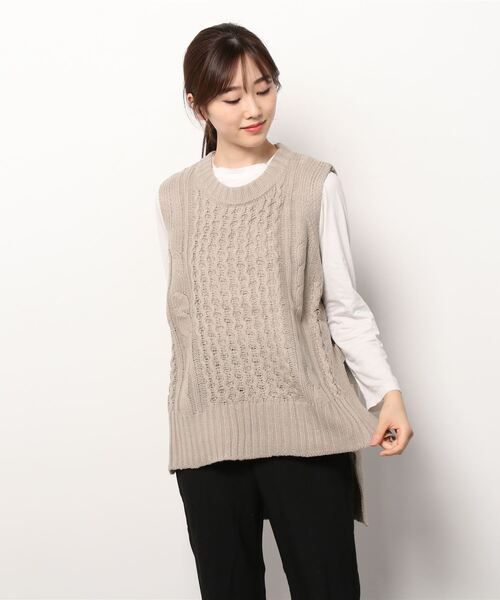 fredy repit（フレディレピ）の「ケーブルベスト（ベスト・レディース・グレー/オリーブ/アイボリー・38）」の3枚目の写真