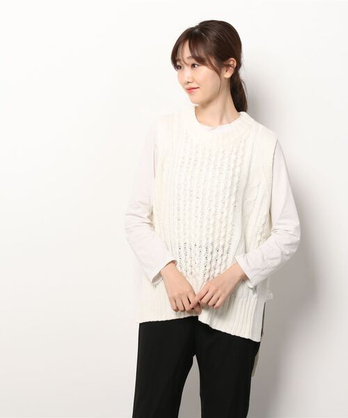 fredy repit（フレディレピ）の「ケーブルベスト（ベスト・レディース・グレー/オリーブ/アイボリー・38）」の2枚目の写真