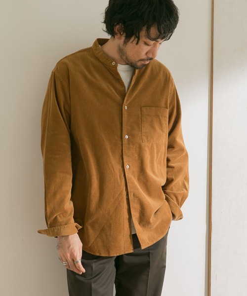 URBAN RESEARCH DOORS（アーバンリサーチドアーズ）の「コーデュロイバンドカラーシャツ（シャツ/ブラウス・メンズ・ベージュ系その他/ブラウン/ブルー系その他/ホワイト系その他・40/38）」の11枚目の写真