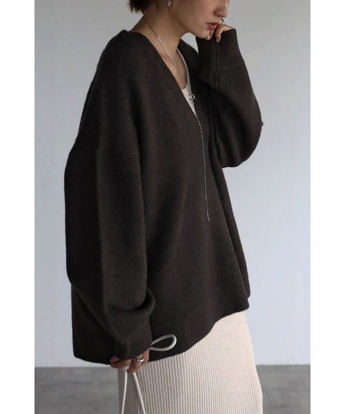 Bonjour Sagan（ボンジュールサガン）の「ディープVネックニット（ニット/セーター・レディース・チャコールグレー/アイボリー/ミント/ベージュ/ピンク系その他/オートミール/グレー系その他/グレー/モカ・FREE）」の11枚目の写真