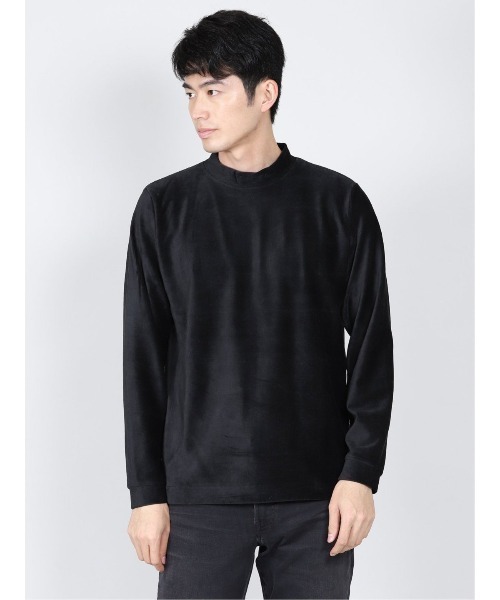 Alexander Julian(アレキサンダージュリアン)の「アレキサンダージュリアンメンズ/ALEXANDER JULIAN:MEN ソフトコールベロア モックネック長袖Tシャツ(Tシャツ/カットソー・メンズ・ベージュ/ホワイト/ブラック・X-LARGE/LARGE/MEDIUM)」の3枚目の写真