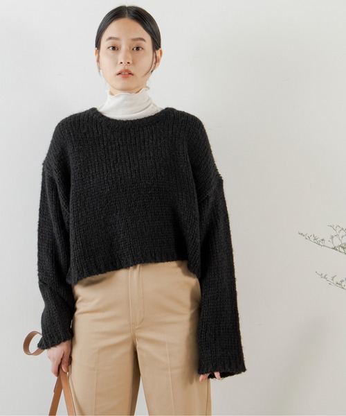 ANGIE(アンジー)の「起毛ローゲージショートニットプルオーバー(ニット/セーター・レディース・ブラック/ベージュ/ピンク/ブルー/アイボリー・FREE)」の16枚目の写真