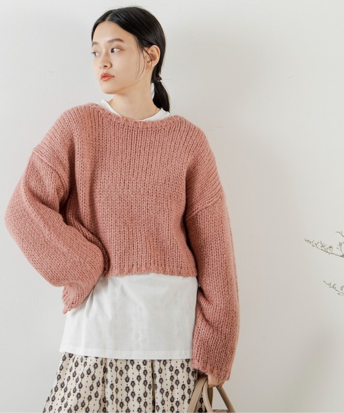 ANGIE(アンジー)の「起毛ローゲージショートニットプルオーバー(ニット/セーター・レディース・ブラック/ベージュ/ピンク/ブルー/アイボリー・FREE)」の21枚目の写真