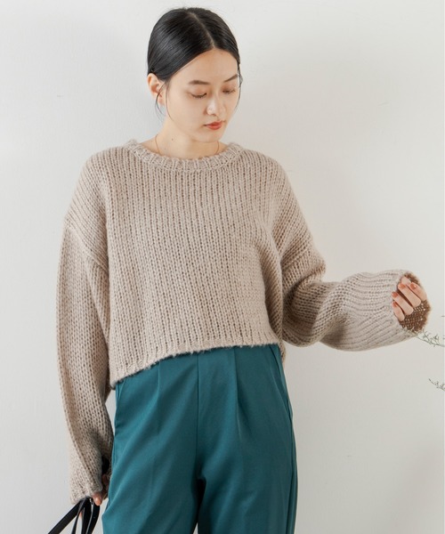 ANGIE(アンジー)の「起毛ローゲージショートニットプルオーバー(ニット/セーター・レディース・ブラック/ベージュ/ピンク/ブルー/アイボリー・FREE)」の20枚目の写真