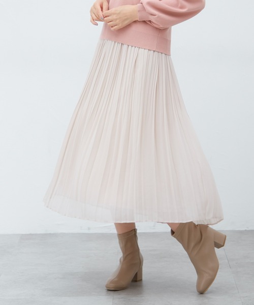 Honeys（ハニーズ）の「プリーツスカート（スカート・レディース・ベージュ/ブラック系その他/グリーン系その他/ブルー系その他/ベージュ×ブラック・S/M/L）」の3枚目の写真