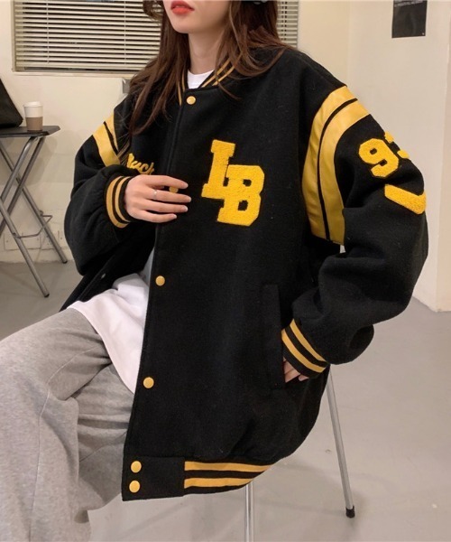 .KOM(ドットコム)の「A'GEM/9 × .kom『.kom/ドットケーオーエム』Lettered Stadium JUMPER レタードスタジャン 長袖 ブルゾン(スタジャン・レディース・ブラック/アイボリー・L)」の19枚目の写真