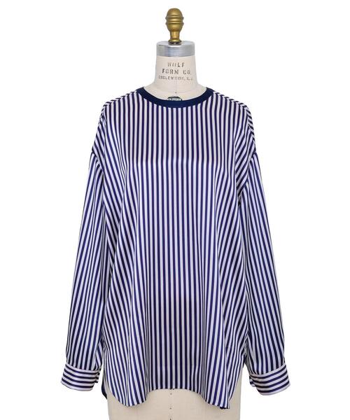 Drawer(ドゥロワー)の「<Drawer(ドゥロワー)> シルクストライプバックリボンブラウス(シャツ/ブラウス・レディース・ネイビー・FREE)」の4枚目の写真
