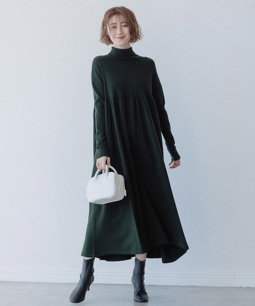 A part by(アパートバイ)の「HGタートルギャザーワンピース 257988(ワンピース・レディース・グリーン系その他7/ライトブラウン/ブラック・FREE)」の1枚目の写真