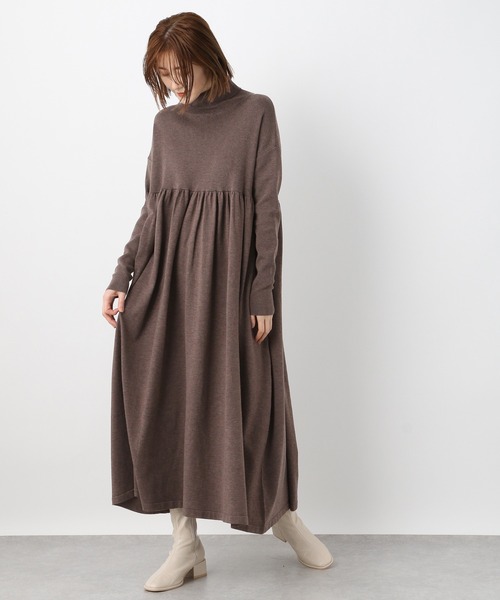 A part by(アパートバイ)の「HGタートルギャザーワンピース 257988(ワンピース・レディース・グリーン系その他7/ライトブラウン/ブラック・FREE)」の7枚目の写真