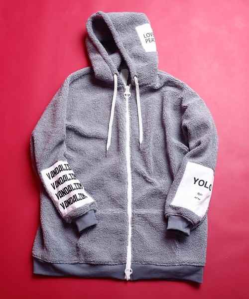 AFYF（エーエフワイエフ）の「FUR BACK ZIP PARKA/ビッグシルエット ファーバックZIPパーカー（パーカー・メンズ・チャコールグレー/ブルー系その他/キャメル/ワインレッド・FREE）」の2枚目の写真