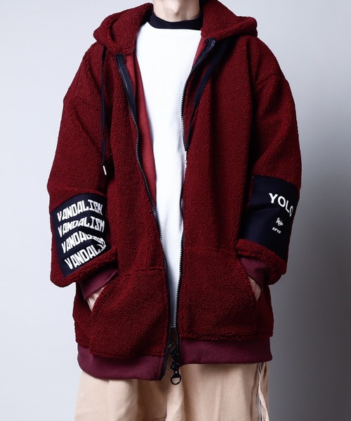 AFYF（エーエフワイエフ）の「FUR BACK ZIP PARKA/ビッグシルエット ファーバックZIPパーカー（パーカー・メンズ・チャコールグレー/ブルー系その他/キャメル/ワインレッド・FREE）」の4枚目の写真