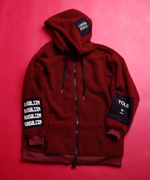 AFYF（エーエフワイエフ）の「FUR BACK ZIP PARKA/ビッグシルエット ファーバックZIPパーカー（パーカー・メンズ・チャコールグレー/ブルー系その他/キャメル/ワインレッド・FREE）」の15枚目の写真