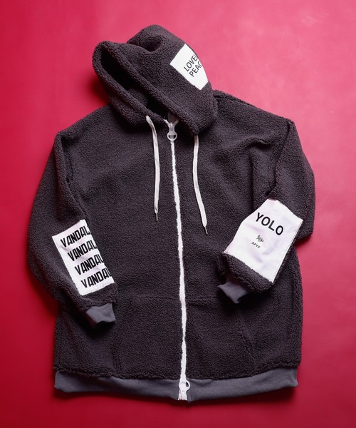 AFYF（エーエフワイエフ）の「FUR BACK ZIP PARKA/ビッグシルエット ファーバックZIPパーカー（パーカー・メンズ・チャコールグレー/ブルー系その他/キャメル/ワインレッド・FREE）」の13枚目の写真