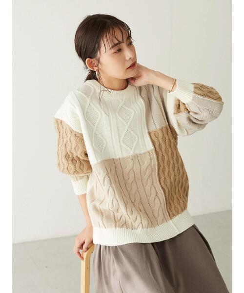 CRAFT STANDARD BOUTIQUE(クラフトスタンダードブティック)の「配色ニットプルオーバー *◆(ニット/セーター・レディース・ベージュ/アイボリー・FREE)」の5枚目の写真