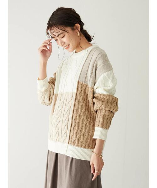 CRAFT STANDARD BOUTIQUE(クラフトスタンダードブティック)の「配色ニットプルオーバー *◆(ニット/セーター・レディース・ベージュ/アイボリー・FREE)」の7枚目の写真