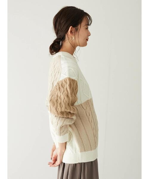 CRAFT STANDARD BOUTIQUE(クラフトスタンダードブティック)の「配色ニットプルオーバー *◆(ニット/セーター・レディース・ベージュ/アイボリー・FREE)」の8枚目の写真