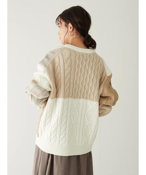 CRAFT STANDARD BOUTIQUE(クラフトスタンダードブティック)の「配色ニットプルオーバー *◆(ニット/セーター・レディース・ベージュ/アイボリー・FREE)」の9枚目の写真