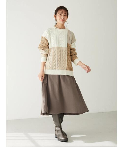 CRAFT STANDARD BOUTIQUE(クラフトスタンダードブティック)の「配色ニットプルオーバー *◆(ニット/セーター・レディース・ベージュ/アイボリー・FREE)」の10枚目の写真