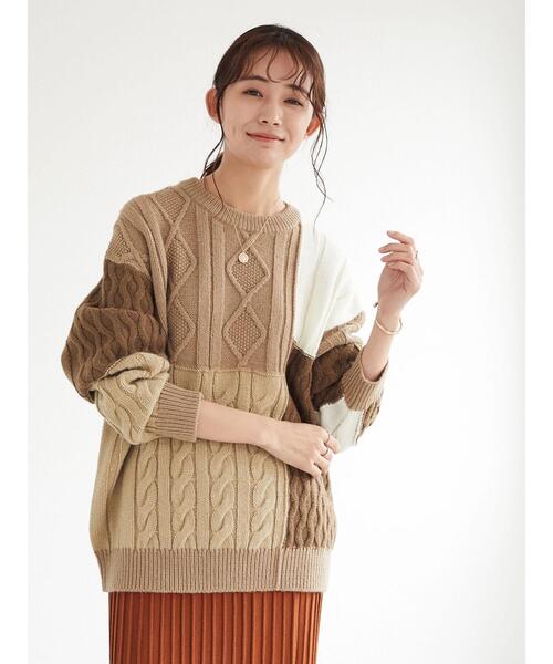 CRAFT STANDARD BOUTIQUE(クラフトスタンダードブティック)の「配色ニットプルオーバー *◆(ニット/セーター・レディース・ベージュ/アイボリー・FREE)」の13枚目の写真