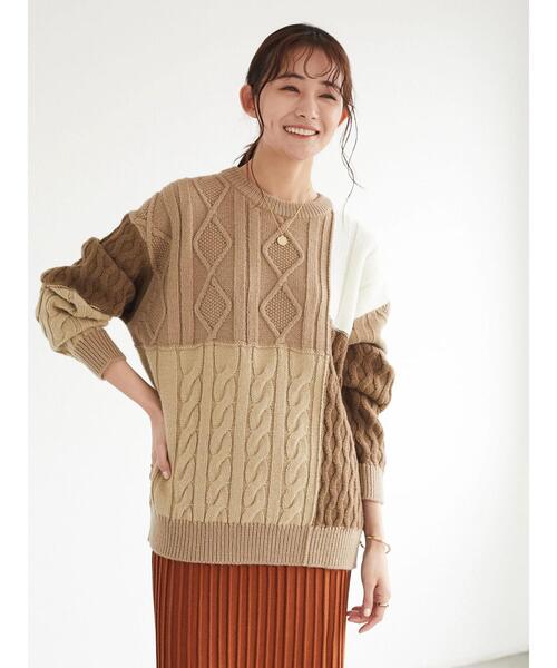 CRAFT STANDARD BOUTIQUE(クラフトスタンダードブティック)の「配色ニットプルオーバー *◆(ニット/セーター・レディース・ベージュ/アイボリー・FREE)」の14枚目の写真