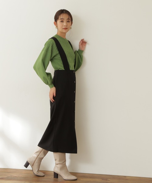 N.（N. Natural Beauty Basic）（エヌエヌナチュラルビューティーベーシック）の「◆フロントボタンサスペンダー付タイトスカート（スカート・レディース・ブラック/ブラウン/ブルー・MEDIUM）」の19枚目の写真