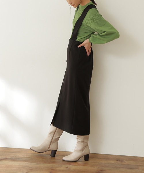 N.（N. Natural Beauty Basic）（エヌエヌナチュラルビューティーベーシック）の「◆フロントボタンサスペンダー付タイトスカート（スカート・レディース・ブラック/ブラウン/ブルー・MEDIUM）」の9枚目の写真