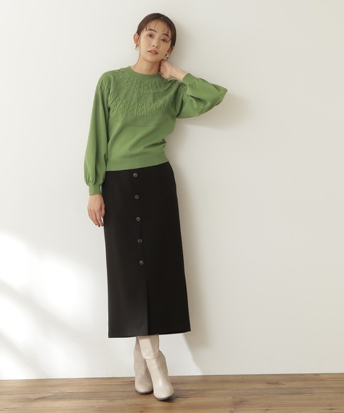 N.（N. Natural Beauty Basic）（エヌエヌナチュラルビューティーベーシック）の「◆フロントボタンサスペンダー付タイトスカート（スカート・レディース・ブラック/ブラウン/ブルー・MEDIUM）」の6枚目の写真