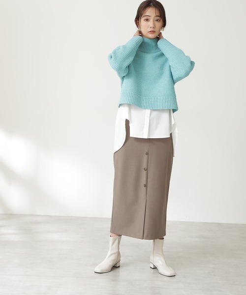 N.（N. Natural Beauty Basic）（エヌエヌナチュラルビューティーベーシック）の「◆フロントボタンサスペンダー付タイトスカート（スカート・レディース・ブラック/ブラウン/ブルー・MEDIUM）」の8枚目の写真