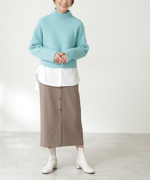 N.（N. Natural Beauty Basic）（エヌエヌナチュラルビューティーベーシック）の「◆フロントボタンサスペンダー付タイトスカート（スカート・レディース・ブラック/ブラウン/ブルー・MEDIUM）」の4枚目の写真