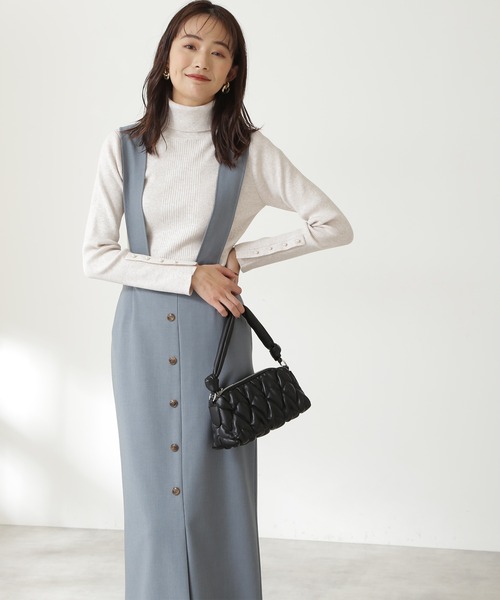 N.（N. Natural Beauty Basic）（エヌエヌナチュラルビューティーベーシック）の「◆フロントボタンサスペンダー付タイトスカート（スカート・レディース・ブラック/ブラウン/ブルー・MEDIUM）」の13枚目の写真