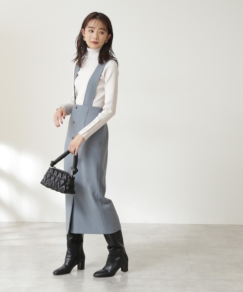 N.（N. Natural Beauty Basic）（エヌエヌナチュラルビューティーベーシック）の「◆フロントボタンサスペンダー付タイトスカート（スカート・レディース・ブラック/ブラウン/ブルー・MEDIUM）」の11枚目の写真