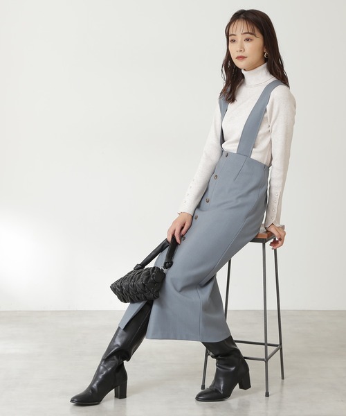 N.（N. Natural Beauty Basic）（エヌエヌナチュラルビューティーベーシック）の「◆フロントボタンサスペンダー付タイトスカート（スカート・レディース・ブラック/ブラウン/ブルー・MEDIUM）」の7枚目の写真