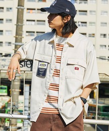 Dickies/ディッキーズ ワッペン刺繍ツイル半袖ワークシャツ