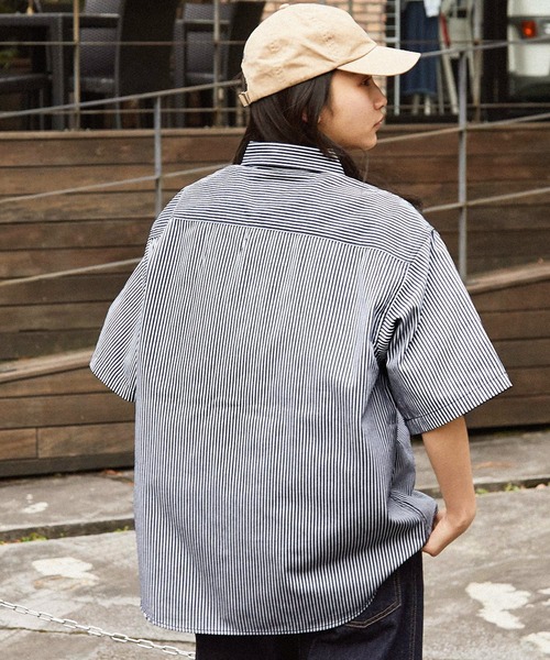 Dickies（ディッキーズ）の「Dickies/ディッキーズ ワッペン刺繍ツイル半袖ワークシャツ（シャツ/ブラウス・メンズ・ブラック/サックスブルー/ブルー/ネイビー/アイボリー系1/アイボリー系/グリーン/ベージュ・M/XL/L）」の12枚目の写真