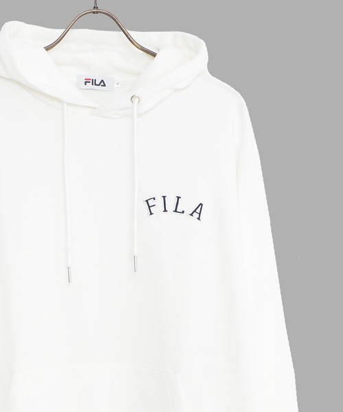 FILA(フィラ)の「【FILA/フィラ】WEB限定 別注 ワンポイント カレッジロゴ ビックシルエット ドロップショルダー パーカー フ―ディー 裏毛(パーカー・メンズ・ホワイト/ブラック/ネイビー/ピンク系その他・LL/M/L)」の2枚目の写真