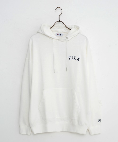 FILA(フィラ)の「【FILA/フィラ】WEB限定 別注 ワンポイント カレッジロゴ ビックシルエット ドロップショルダー パーカー フ―ディー 裏毛(パーカー・メンズ・ホワイト/ブラック/ネイビー/ピンク系その他・LL/M/L)」の5枚目の写真
