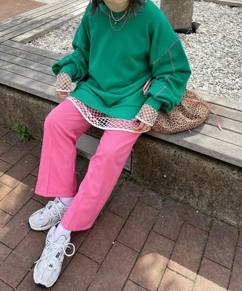 WEGO（ウィゴー）の「WEGO/メッシュBIGロンT（Tシャツ/カットソー・レディース・ブルー/オレンジ/ブラック/ホワイト・FREE）」の10枚目の写真