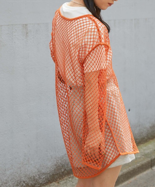 WEGO（ウィゴー）の「WEGO/メッシュBIGロンT（Tシャツ/カットソー・レディース・ブルー/オレンジ/ブラック/ホワイト・FREE）」の20枚目の写真