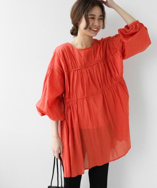 JOURNAL STANDARD relume（ジャーナルスタンダード　レリューム）の「コットンボイルクリンクル2wayチュニック◆（シャツ/ブラウス・レディース・レッド/ナチュラル/ブラック・FREE）」の5枚目の写真