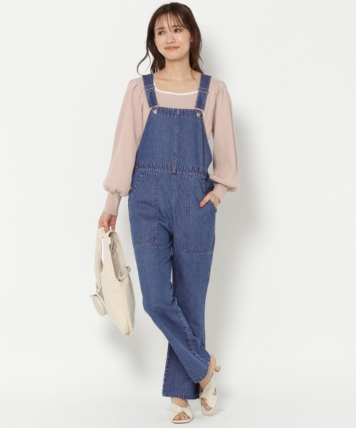 mysty woman（ミスティウーマン）の「セミフレアオーバーオール 272182（サロペット/オーバーオール・レディース・ブラック/ブルー・FREE）」の3枚目の写真